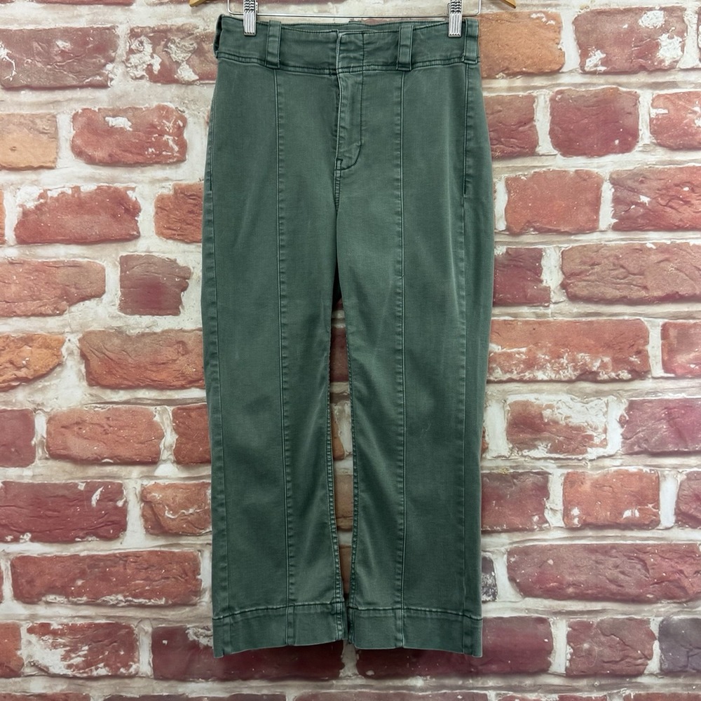 Anthropologie Pilcro Pants Womens 28 Green Chino Faded Worn Look Casual Trousers